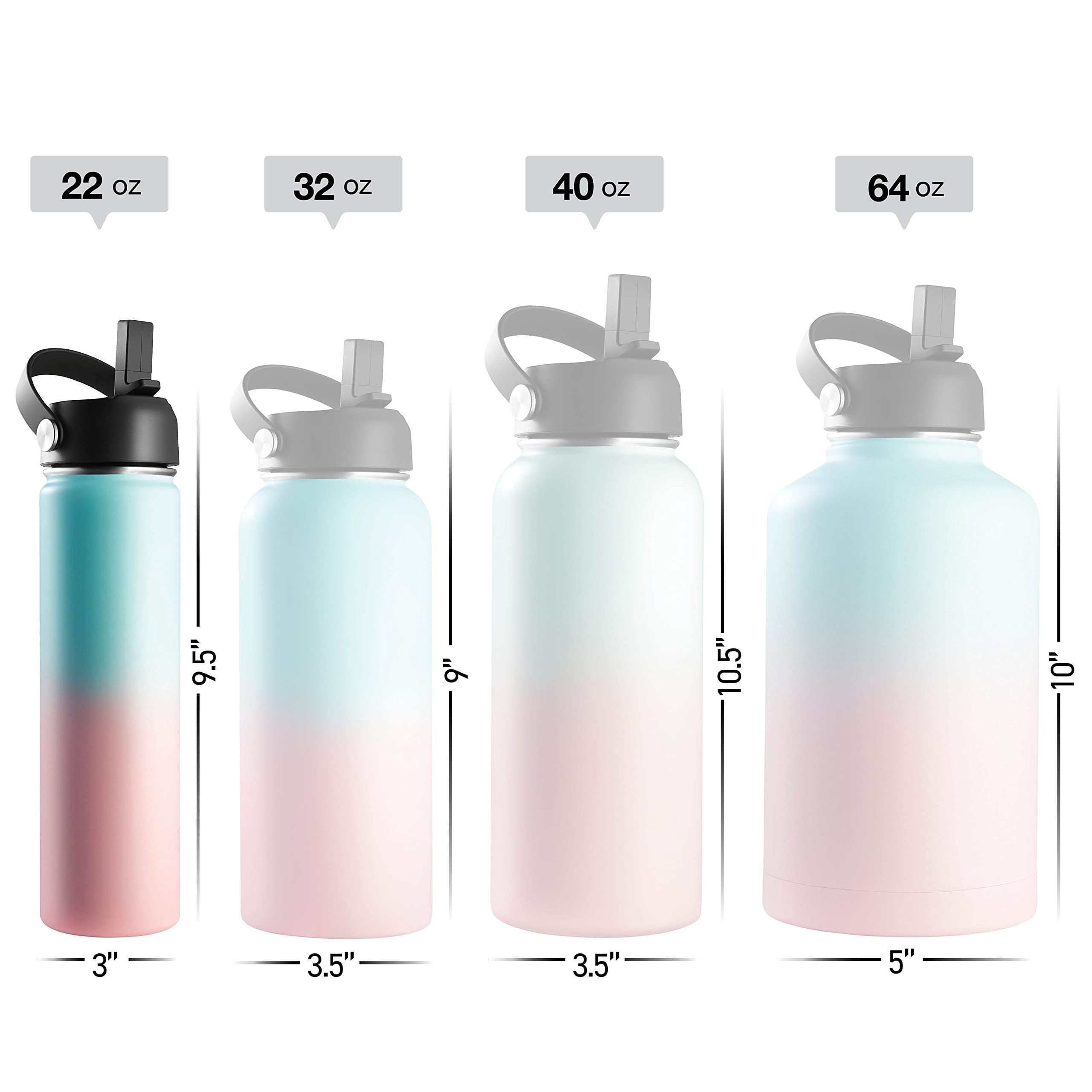 Brewberry Stainless Steel Sports Bottle and Travel Mug for Hot and Cold Beverages  Wide Mouth  Double Wall Insulated Hydration Sports Water Bottle for Hiking  Biking  and Activities  22 oz BPA Free